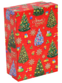 Коробка прямоугольник 17х11х6см Новогодние елочки