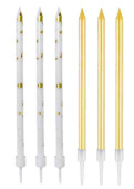 Свечи набор Белые с золотом микс 12см (уп6) ВС