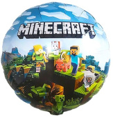 Шар фольга с рисунком 18''ВЗ круг Человечки Пиксельные в городе