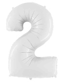 Шар фольга Цифра 40'' Белая White "2"