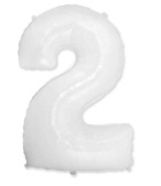 Шар фольга Цифра 40'' Белая White пастель "2"