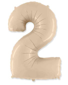 Шар фольга Цифра 40'' Кремовый Cream "2"