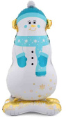 Шар фольга фигура AIR Снеговик голубой шарф 47" 119смВЗ (упак)