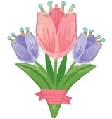 Шар фольга фигура Тюльпаны Букет 46" 116см