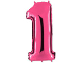 Шар фольга Цифра 40" GR Ярко Розовый Pink "1"
