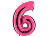 Шар фольга Цифра 40" GR Ярко Розовый Pink "6"