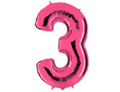 Шар фольга Цифра 40" GR Ярко Розовый Pink "3"