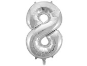 Шар фольга Цифра 40'' Серебро Silver "8" ВЗ