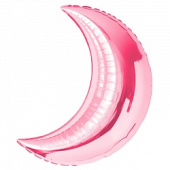 Шар фольга без рисунка фигура Месяц 28"/FL Розовый