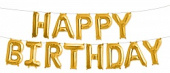 Шар фольга Буквы надпись Happy Birthday 16''41смFL Золото 17372