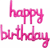 Шар фольга Буквы надпись Happy Birthday 17''43смFL изящный курсив Фуше упак 19802 Шар фольга Буквы надпись Happy Birthday 17''43смFL изящный курсив Фуше упак 19802