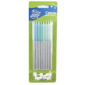 Свечи набор Голубой микс Металлик 12см (уп8) ВВ