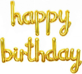 Шар фольга Буквы надпись Happy Birthday 17''43смFL изящный курсив Золото Шар фольга Буквы надпись Happy Birthday 17''43смFL изящный курсив Золото