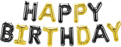 Шар фольга Буквы надпись Happy Birthday 16''41смFL Черный Золото