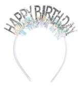 Ободок Happy Birthday Серебро с блестками
