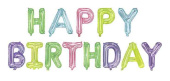 Шар фольга Буквы надпись Happy Birthday Ассорти Кристалл 16" 41смFL
