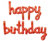 Шар фольга Буквы надпись Happy Birthday Красный 17" 43смFL