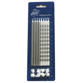 Свечи набор Металлик микс Серебряный 12см (уп8)