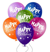 Шар латекс с рисунком 12"ЗБ металлик Happy Birthday (50шт)