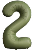 Шар фольга Цифра 40"Fm SLIM Olive Green "2" (упак)