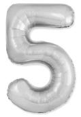 Шар фольга Цифра 40" Fm Slim Серебро "5" (упак)