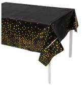 Скатерть ПЭТ 137х183см Конфетти Черный Золото Металлик ВВ
