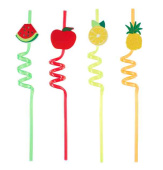 Трубочки для коктейля пластик Фрукты Ассорти (уп4) ВВ