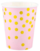 Стаканы бумажные Конфетти Розовый Золото Металлик 250мл (уп6) ВВ