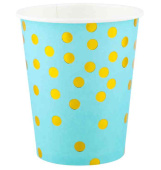 Стаканы бумажные Конфетти Голубой Золото Металлик 250мл (уп6) ВВ