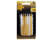 Свеча для торта б д Золото белая блеск 8см уп12 ВесЗатея