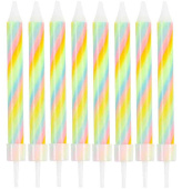 Свечи для торта 8 см, 8 шт. Радужная пастель