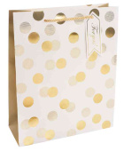 Пакет бумажный M 18х23см Золотой принт Дизайн №3 Металлик