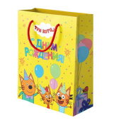 Пакет бумажный XL 31х41см Три Кота С Днем Рождения!