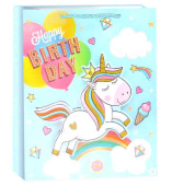 Пакет бумажный L 26х32см Happy Birthday Детский праздник Дизайн №4 Металлик