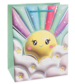 Пакет бумажный L 26х32см Зефирная нежность Дизайн №2 Металлик