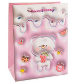 Пакет бумажный L 26х32см Зефирный мишка Дизайн №1 Металлик