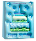 Пакет бумажный L 26х32см Сладкий тортик Дизайн №2 Голубой