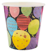 Стаканы бумажные С Днем Рождения! (воздушные шары) Черный Металлик 250мл (уп6) ДБ