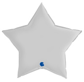 Шар фольга без рисунка 36'' 91смGR звезда, Белый, Сатин (без упак)