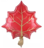 Шар фольга мини 14'' 36см FL Кленовый лист, Красный