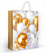 Пакет бумажный L 26х32см Золотые шары ОП