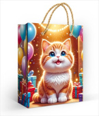 Пакет бумажный S 12х15см Рыжий котенок ОП