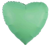Шар фольга без рисунка 18" Fm сердце матовый Мятный