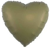 Шар фольга без рисунка 18" Fm сердце матовый Оливковый