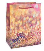 Пакет бумажный L 26х32см Гламур Дизайн №1 Розовый с блестками ДБ