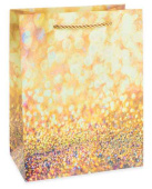 Пакет бумажный L 26х32см Гламур Дизайн №4 Золото с блестками ДБ