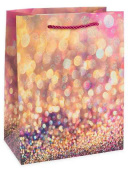 Пакет бумажный L+ 30х42см Гламур Дизайн №1 Розовый с блестками ДБ