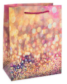 Пакет бумажный M 18х23см Гламур Дизайн №1 Розовый с блестками ДБ