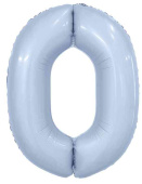 Шар фольга Цифра 40" AG Slim Небесный "0" (упак)