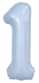 Шар фольга Цифра 40" AG Slim Небесный "1" (упак)